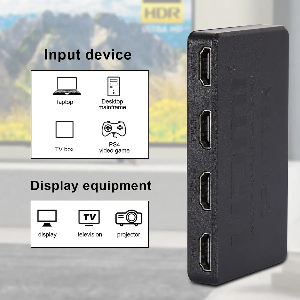 HDMI Splitter 1 in 4 Out 4K UHD HD 1080P 4-Port Repeater Splitter Amplifier