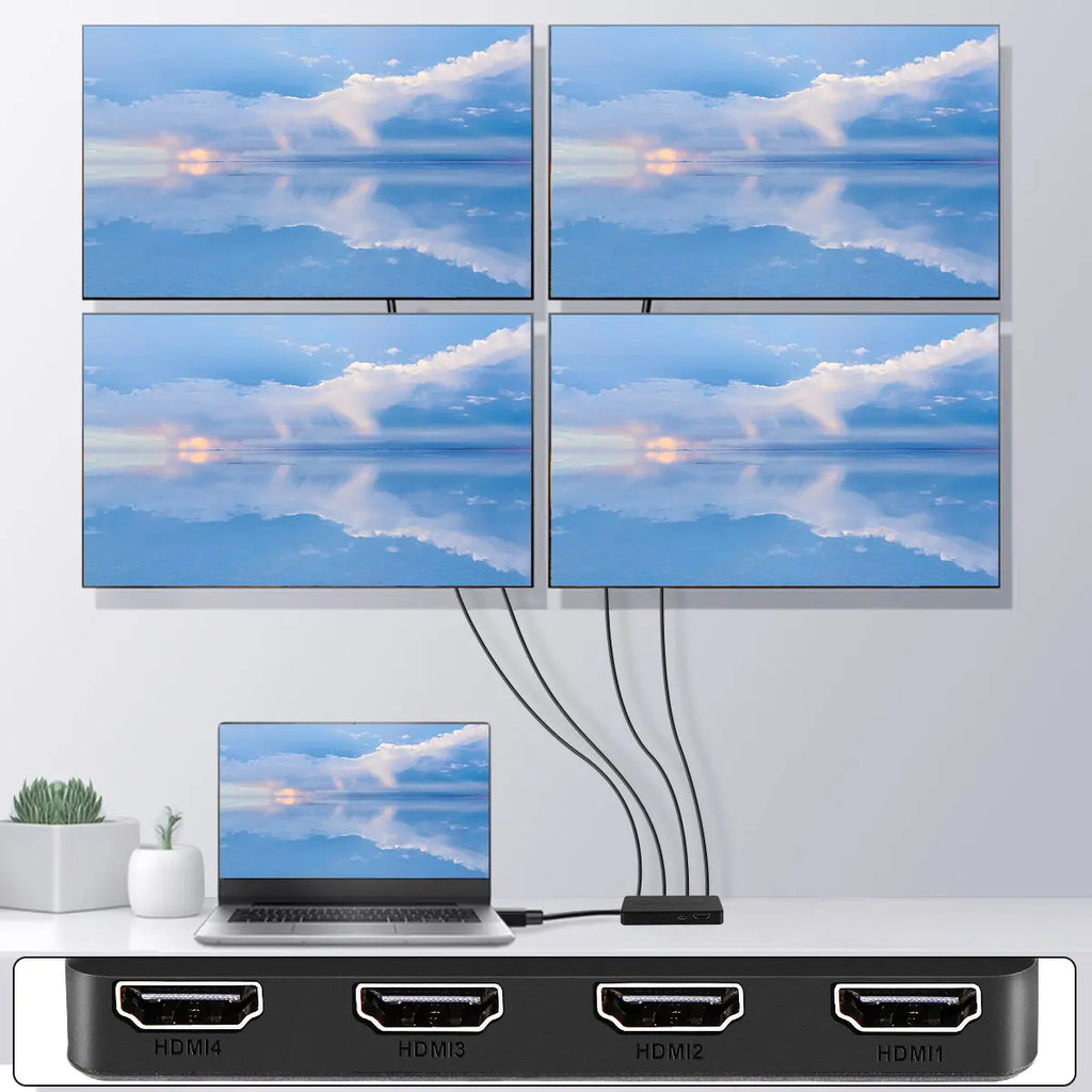 HDMI Splitter 1 in 4 Out 4K UHD HD 1080P 4-Port Repeater Splitter Amplifier
