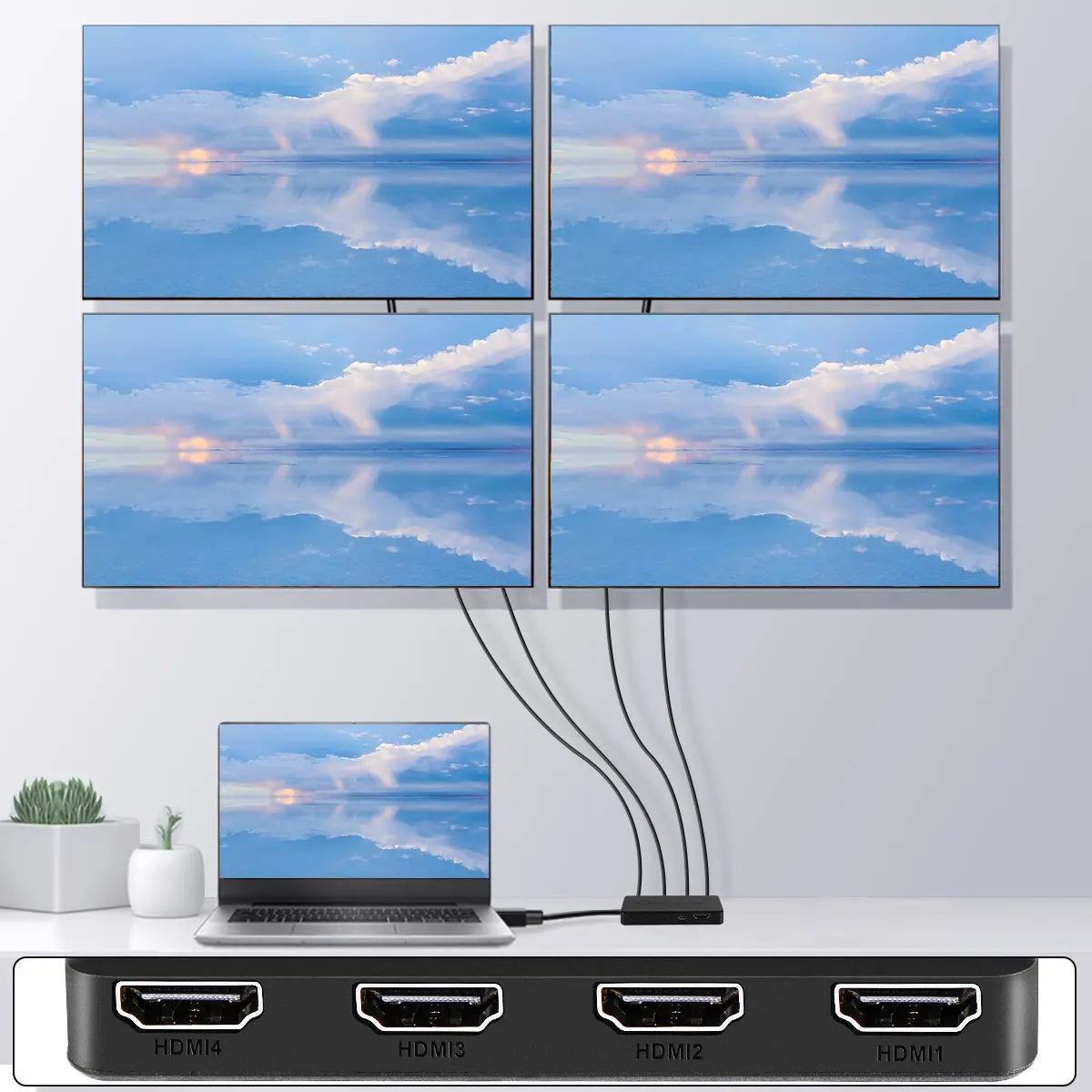 HDMI Splitter 1 in 4 Out 4K UHD HD 1080P 4-Port Repeater Splitter Amplifier
