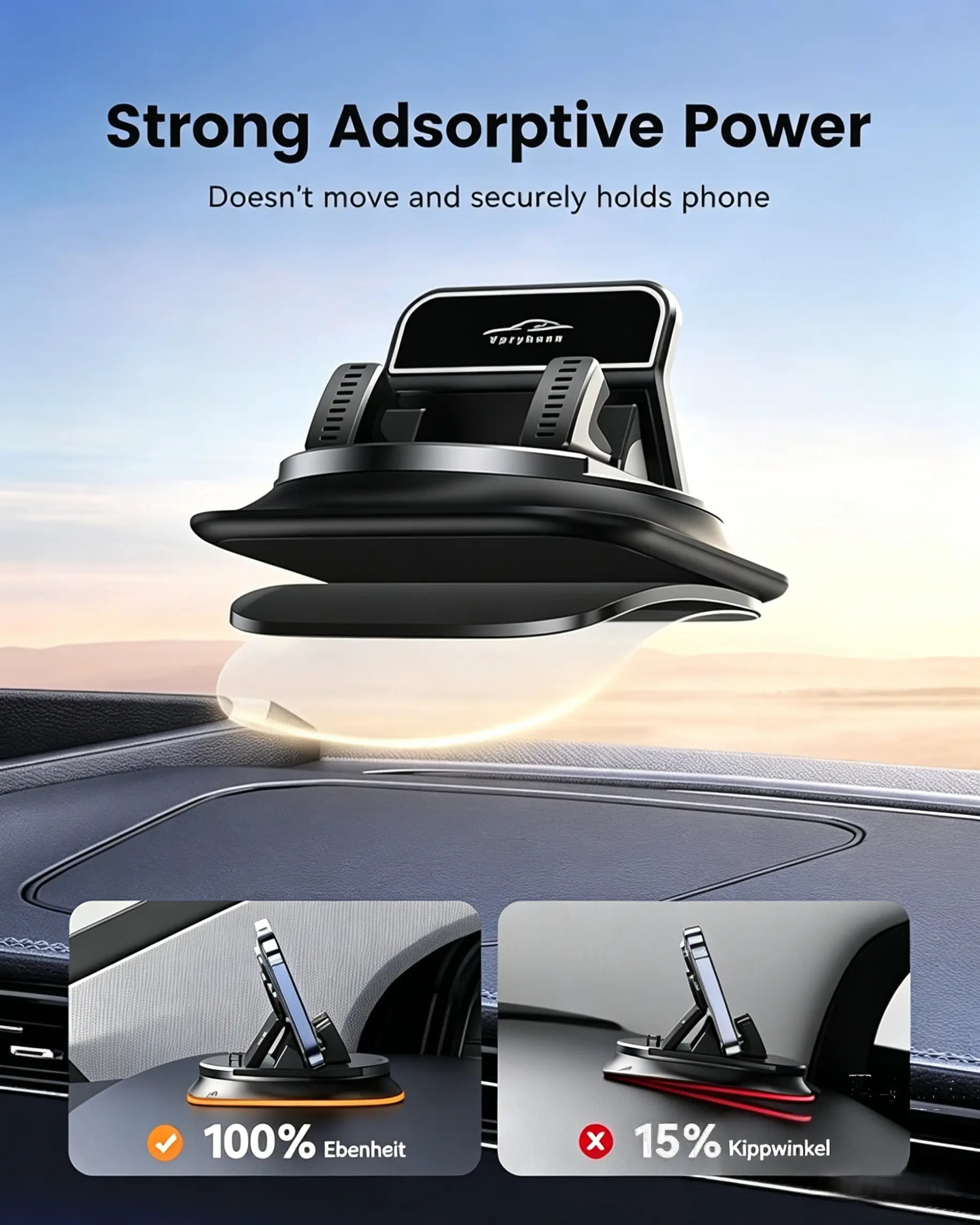 Universal 360° Rotatable Car Phone Mount, Dashboard Non-Slip Phone Holder, Stable Bracket for All Smartphones